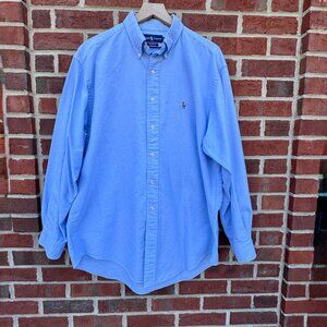 Vintage Ralph Lauren Shirt Mens Size XL/17 Yarmouth Oxford Blue Preppy Hong Kong